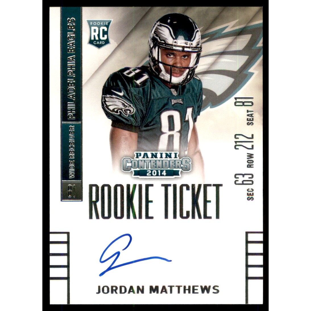 2014 Panini Contenders #222C Jordan Matthews AU/25*/(ball barely visible)