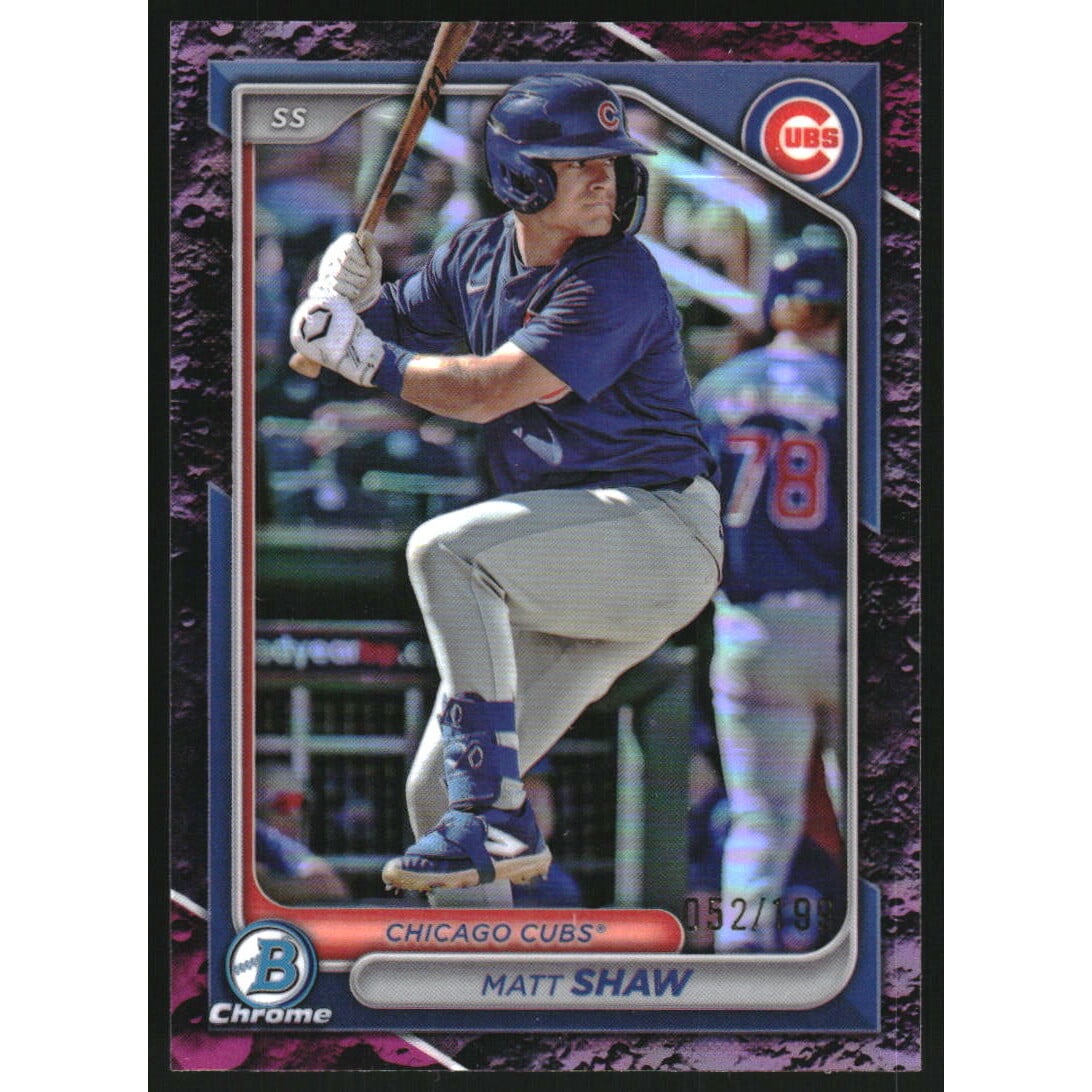 2024 Bowman Chrome Draft Fuchsia Lunar Refractors #BDC26 Matt Shaw. rookie card picture