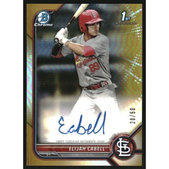 2022 Bowman Chrome Prospect Autographs Gold Refractors #CPAEC Elijah Cabell