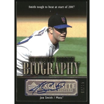 2007 Exquisite Collection Rookie Signatures Rookie Biography Autographs Gold #SM Joe Smith