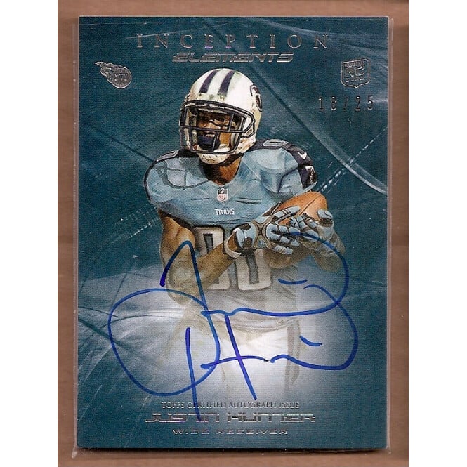 2013 Topps Inception Elements Autographs Fog #EAJH Justin Hunter. rookie card picture