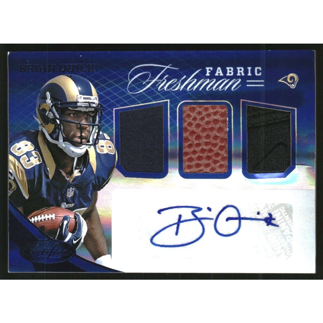 2012 Certified Mirror Blue #329 Brian Quick JSY AU