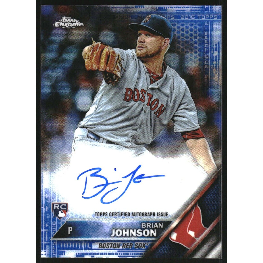 2016 Topps Chrome Rookie Autographs Blue Refractors #RABJ Brian Johnson. rookie card picture
