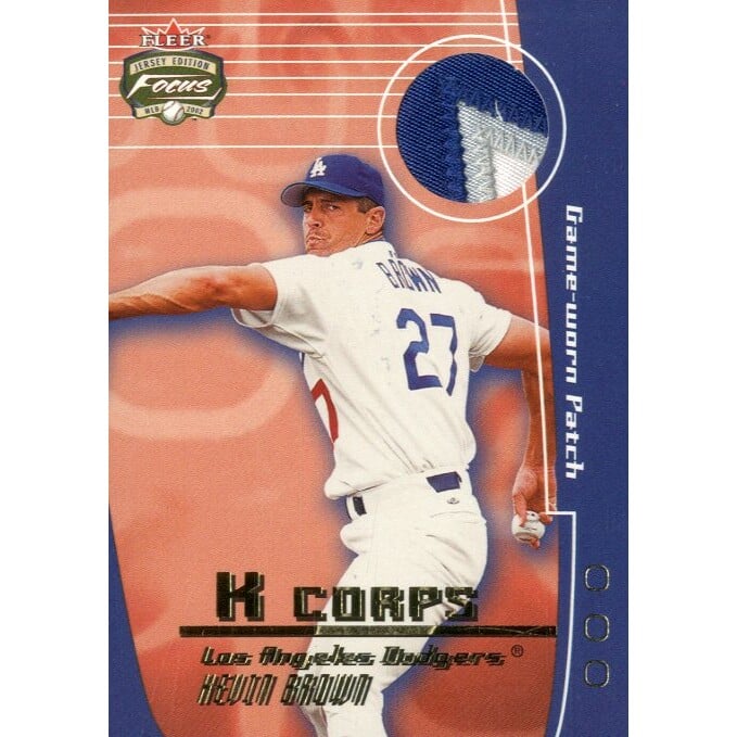 2002 Fleer Focus JE K Corps Game Used Patch #1 Kevin Brown. rookie card picture