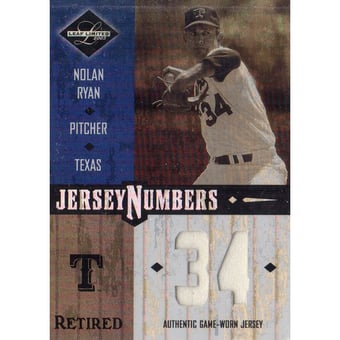 2003 Leaf Limited Jersey Numbers Retired #27 Nolan Ryan Rgr/34