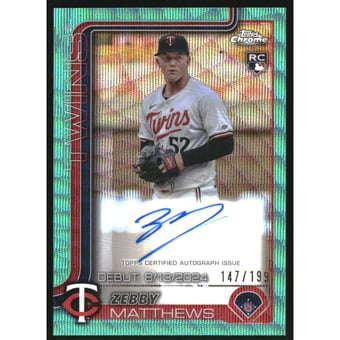 2025 Topps Chrome Update Rookie Debut Autographs Aqua Wave Refractors #CRDAZM Zebby Matthews