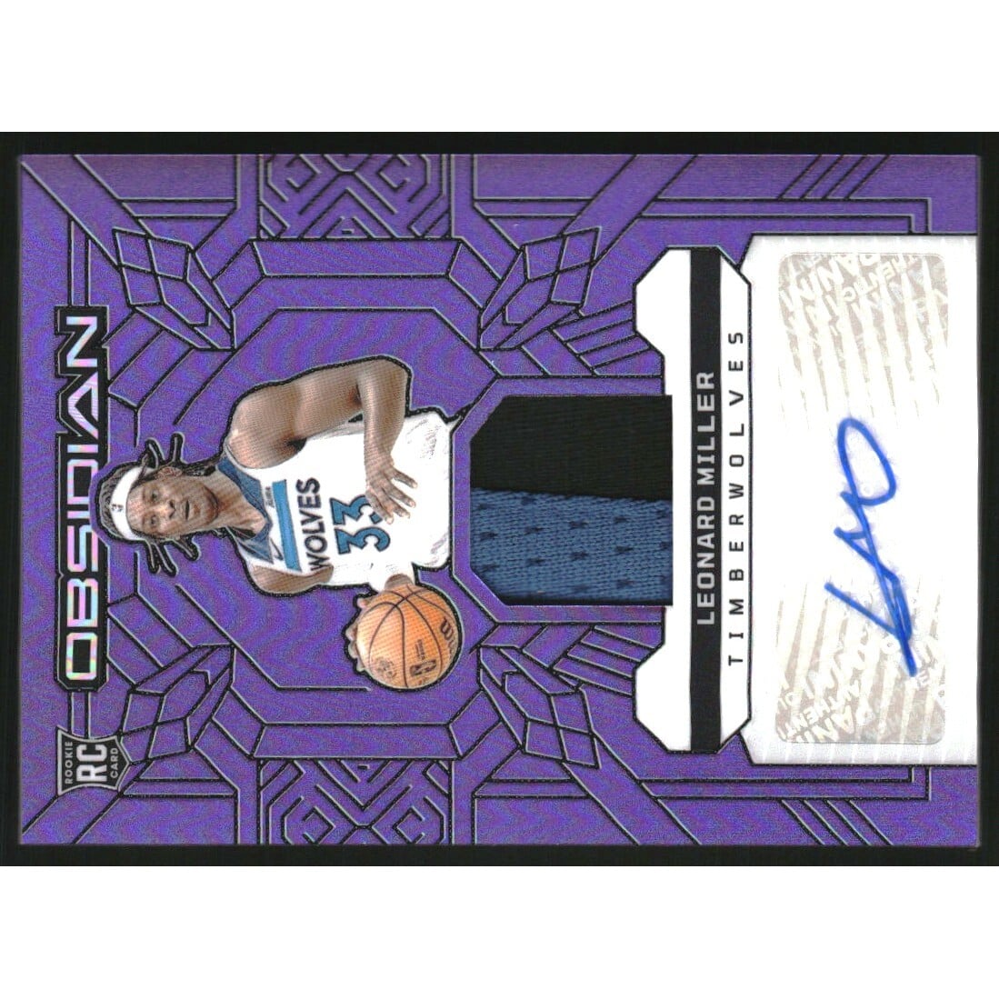 2023-24 Panini Obsidian Rookie Jersey Ink Electric Etch Purple Flood #7 Leonard Miller