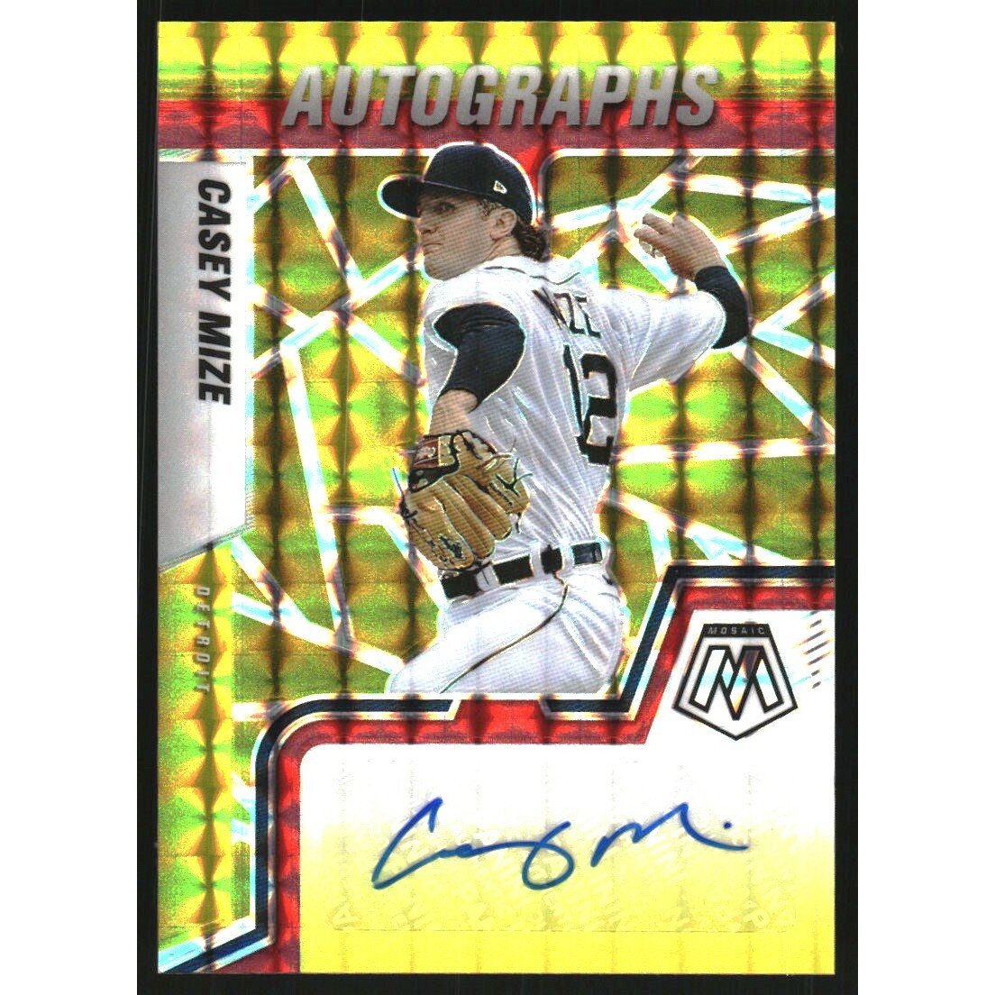 2022 Panini Mosaic Autographs Mosaic Choice Fusion Red and Yellow #17 Casey Mize/88. rookie card picture
