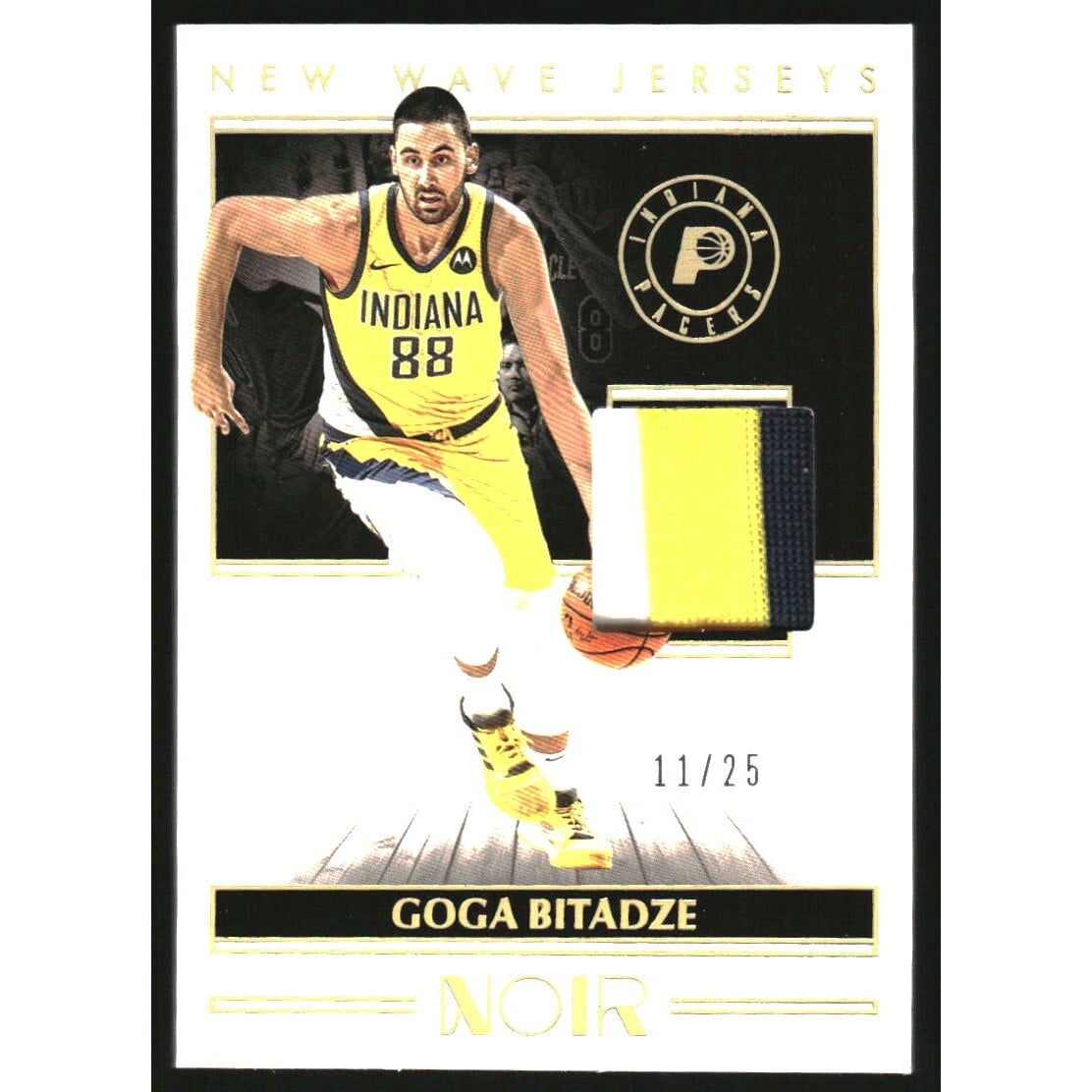2019-20 Panini Noir New Wave Jerseys Prime #10 Goga Bitadze. rookie card picture