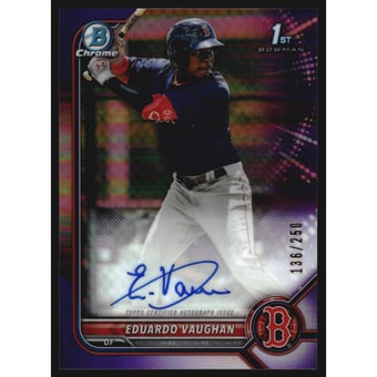 2022 Bowman Chrome Prospect Autographs Purple Refractors #CPAEV Eduardo Vaughan