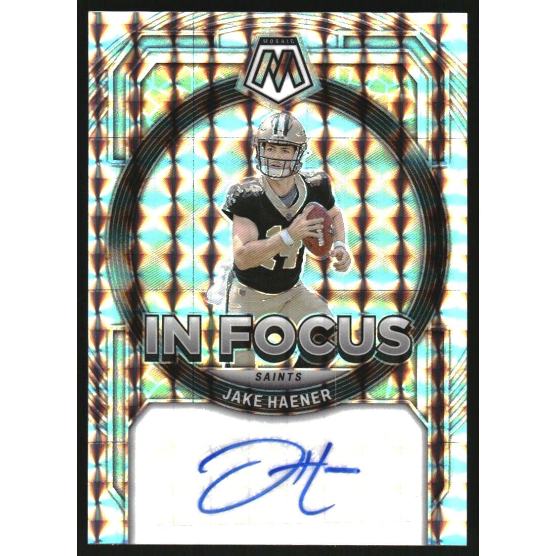 2023 Panini Mosaic In Focus Signatures #7 Jake Haener. rookie card picture