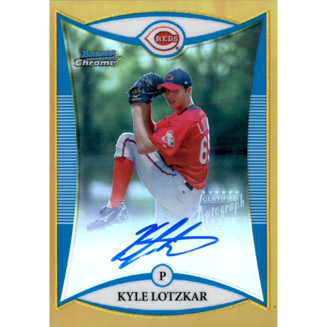 2008 Bowman Chrome Prospects Gold Refractors #BCP119 Kyle Lotzkar AU. rookie card picture
