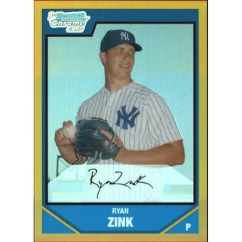 2007 Bowman Chrome Draft Draft Picks Gold Refractors #BDPP9 Ryan Zink