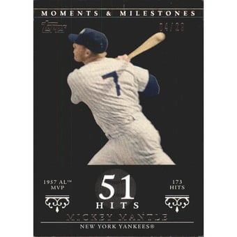 2007 Topps Moments and Milestones Black #75-51 Mickey Mantle/Hits 51
