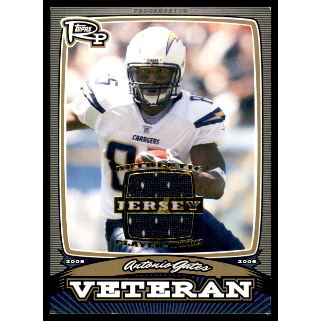 2008 Topps Rookie Progression Veterans Game Worn Jerseys Gold #PVAG Antonio Gates. rookie card picture