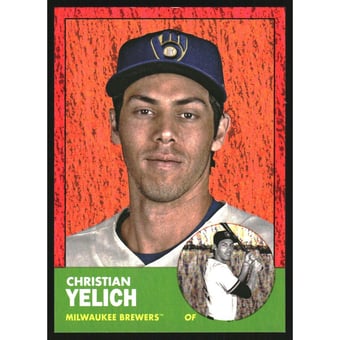2022 Topps Archives '63 Topps Background Replacement Variations Red Hot Foil #64 Christian Yelich