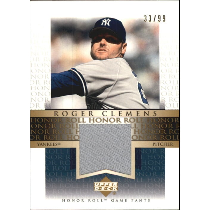 2002 Upper Deck Honor Roll Game Jersey Gold #JRC3 Roger Clemens Gray. rookie card picture