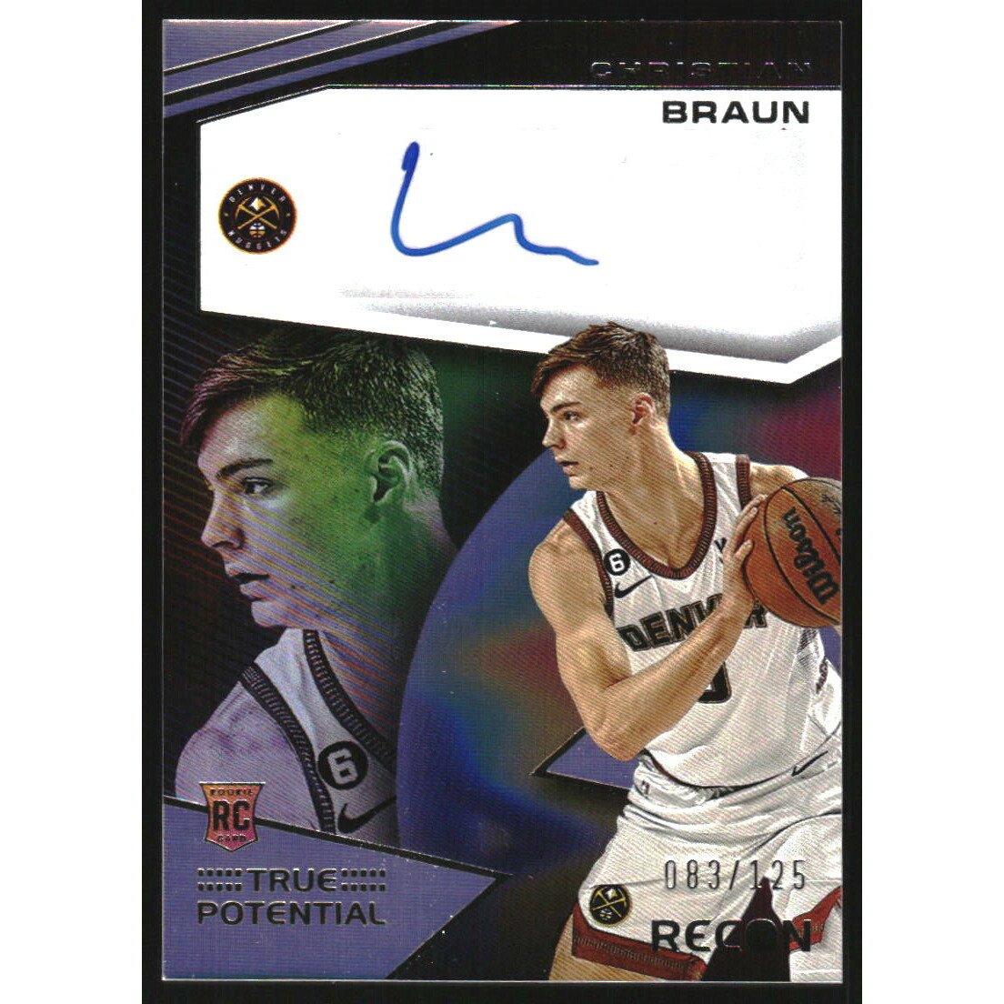 2022-23 Panini Recon True Potential Signatures #12 Christian Braun/125. rookie card picture