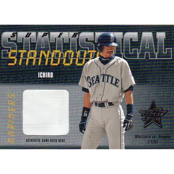 2002 Leaf Rookies and Stars Statistical Standouts Materials Super #SS16 Ichiro Suzuki Base