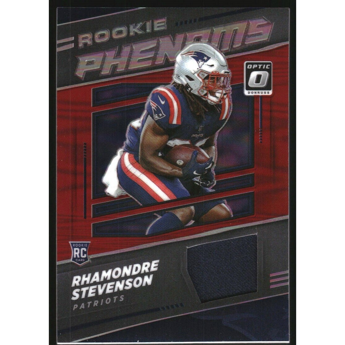 2021 Donruss Optic Rookie Phenoms Jerseys #37 Rhamondre Stevenson. rookie card picture