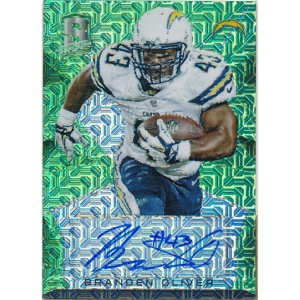 2015 Panini Spectra Signatures Neon Green #32 Branden Oliver/25. rookie card picture