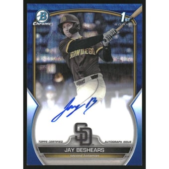 2023 Bowman Chrome Draft Autographs Blue Wave Refractors #CDAJBE Jay Beshears