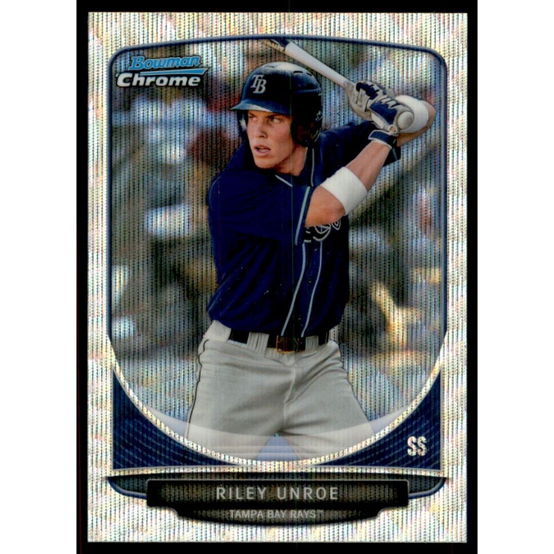 2013 Bowman Chrome Draft Draft Picks Silver Wave Refractors #BDPP35 Riley Unroe. rookie card picture