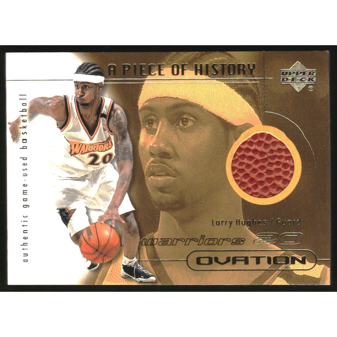 2000-01 Upper Deck Ovation A Piece of History #LHB Larry Hughes. rookie card picture