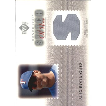 2002 Upper Deck Honor Roll Stitch of Nine Game Jersey #S9AR1 Alex Rodriguez Left