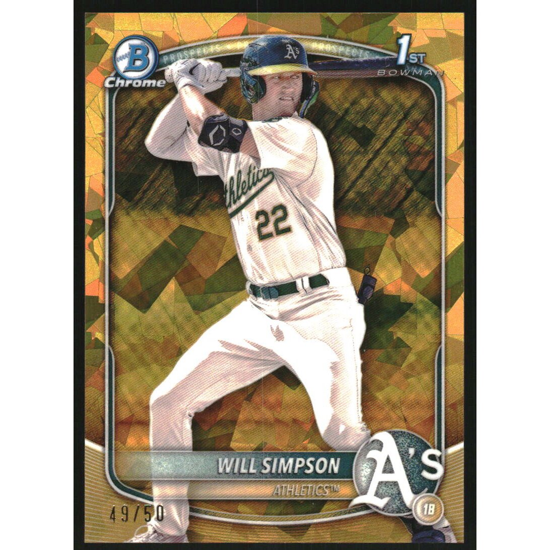 2025 Bowman Chrome Sapphire Prospects Gold Refractors #BCP35 Will Simpson. rookie card picture