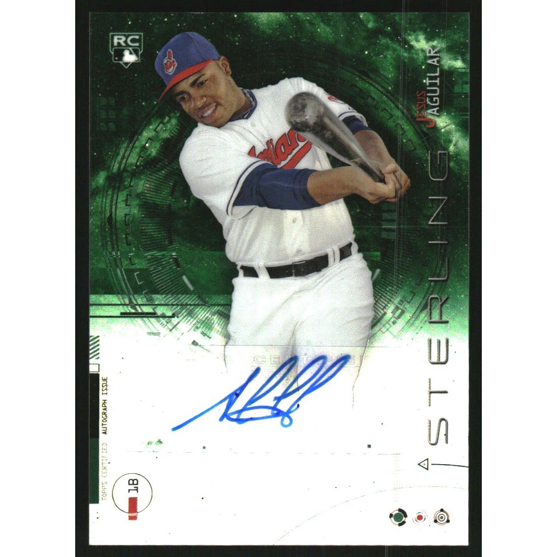 2014 Bowman Sterling Rookie Autographs Green Refractors #BSRAJAG Jesus Aguilar. rookie card picture