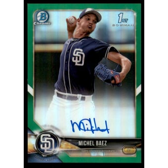 2018 Bowman Chrome Prospect Autographs Green Refractors #CPAMB Michel Baez