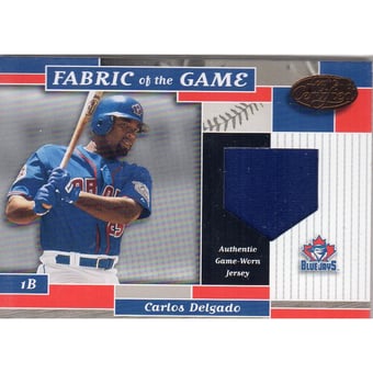 2002 Leaf Certified Fabric of the Game #80BA Carlos Delgado/95
