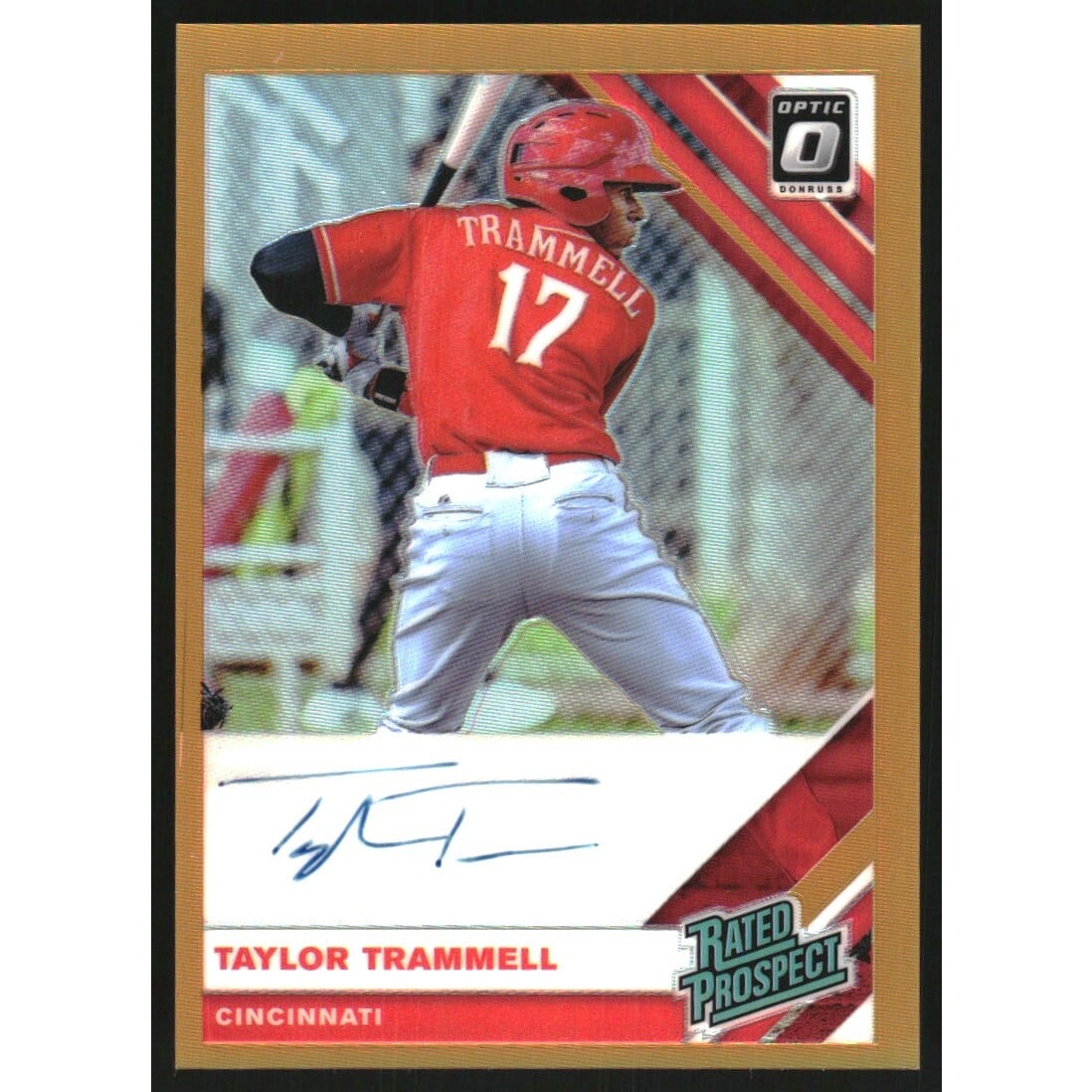 2019 Donruss Optic Rated Prospects Signatures Orange #4 Taylor Trammell/99. rookie card picture