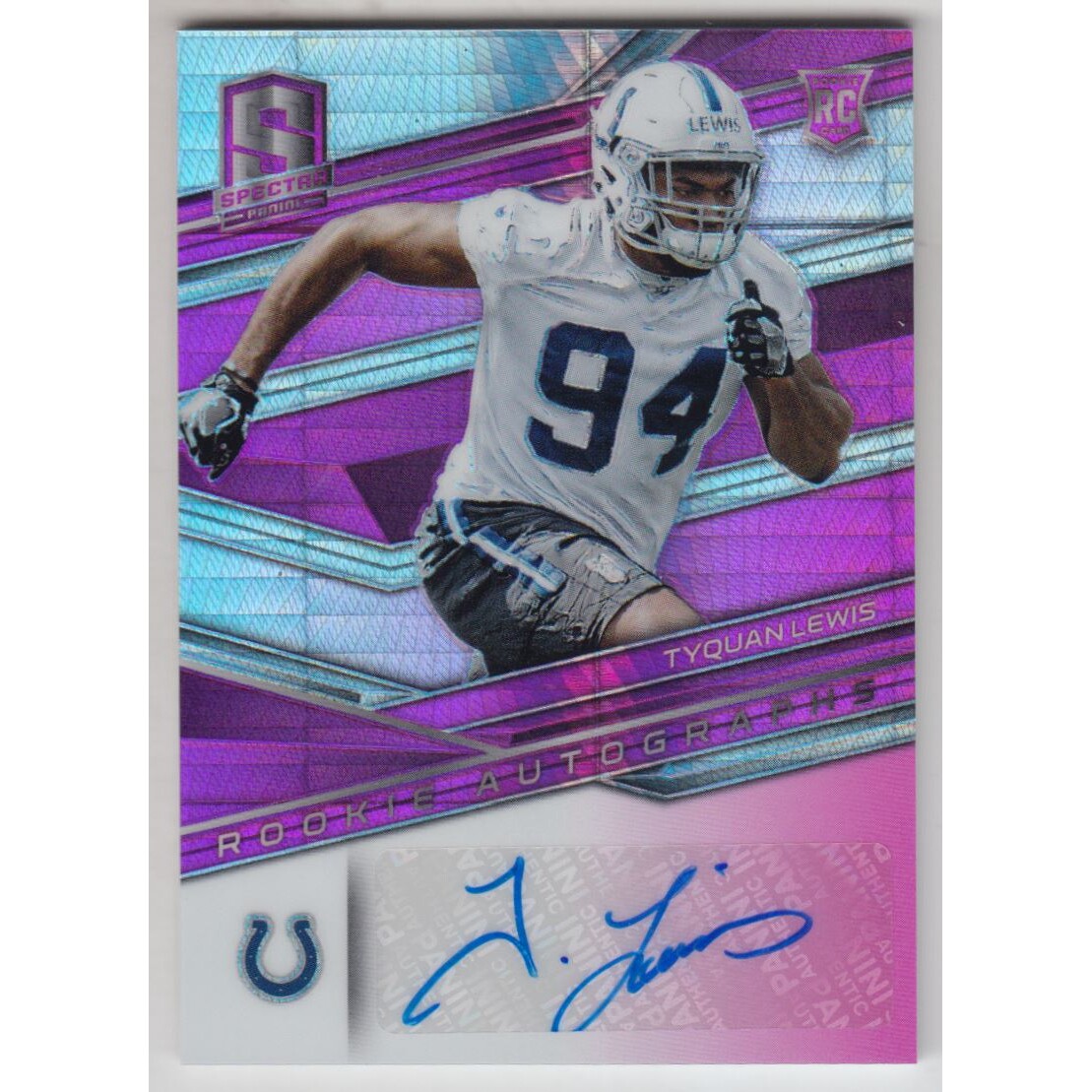 2018 Panini Spectra Neon Pink #193 Tyquan Lewis AU. rookie card picture