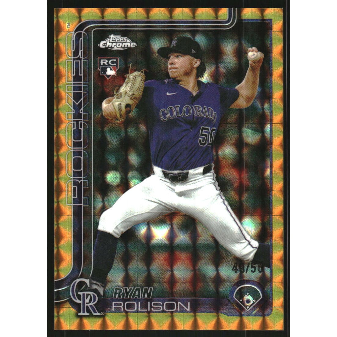 2025 Topps Chrome Update Gold Geometric Refractors #USC123 Ryan Rolison. rookie card picture