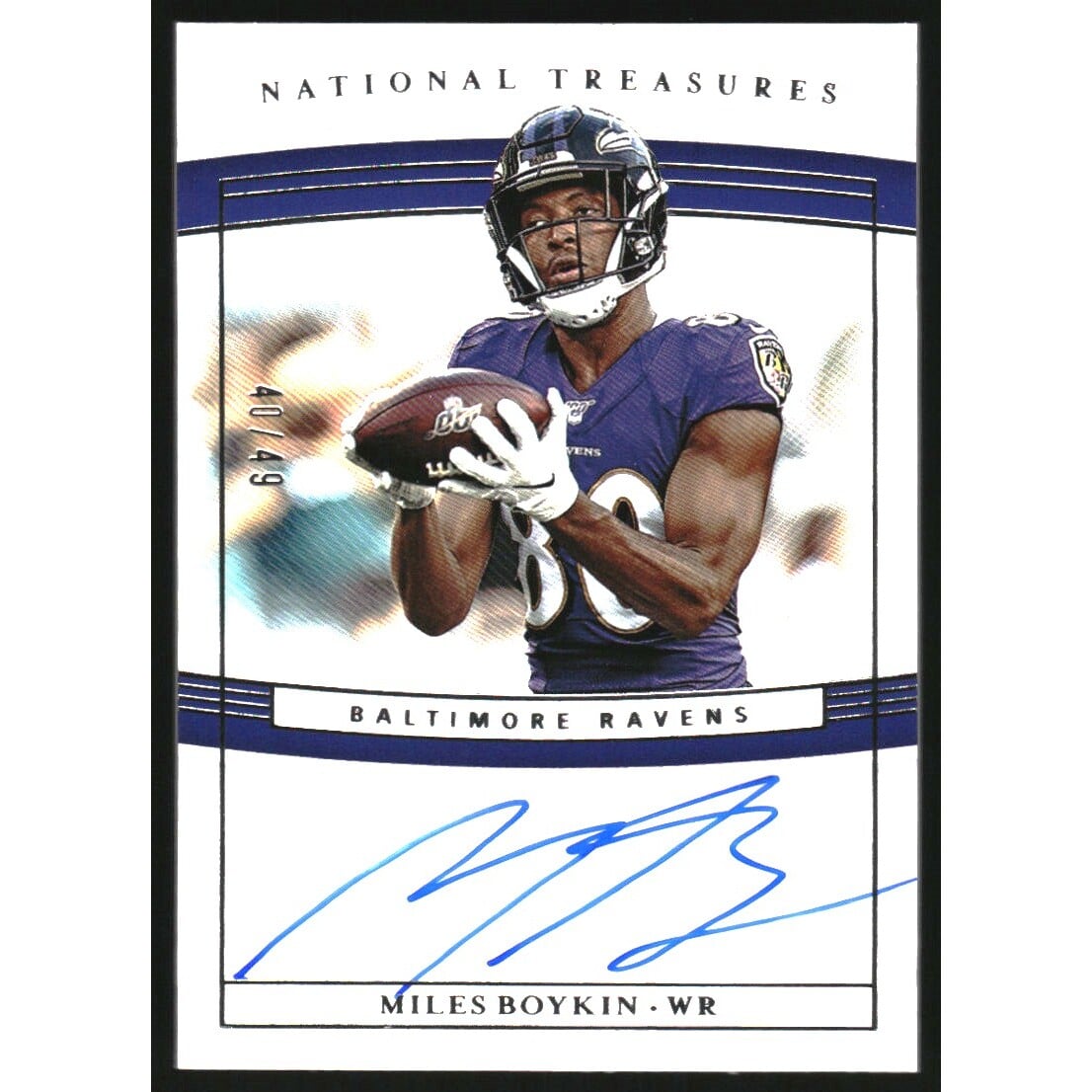 2019 Panini National Treasures Rookie Signatures #17 Miles Boykin/49. rookie card picture