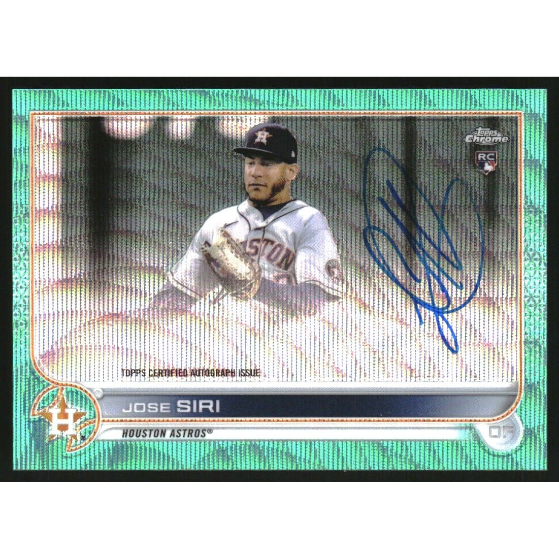 2022 Topps Chrome Rookie Autographs Aqua Wave Refractors #RAJS Jose Siri. rookie card picture