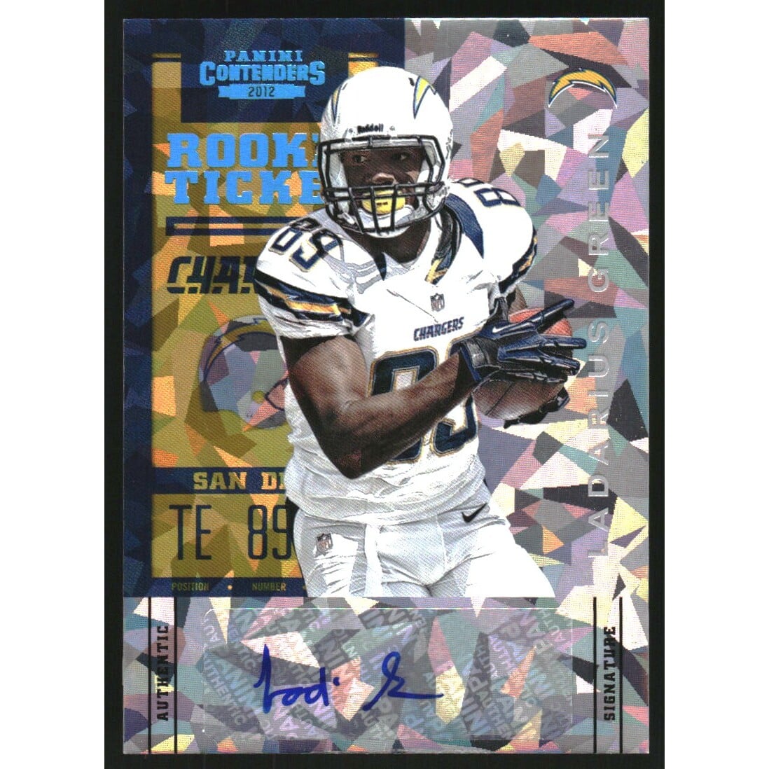 2012 Panini Contenders Cracked Ice #156 Ladarius Green AU. rookie card picture