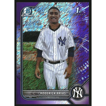 2022 Bowman Chrome Prospects Purple Shimmer Refractors #BCP153 Roderick Arias