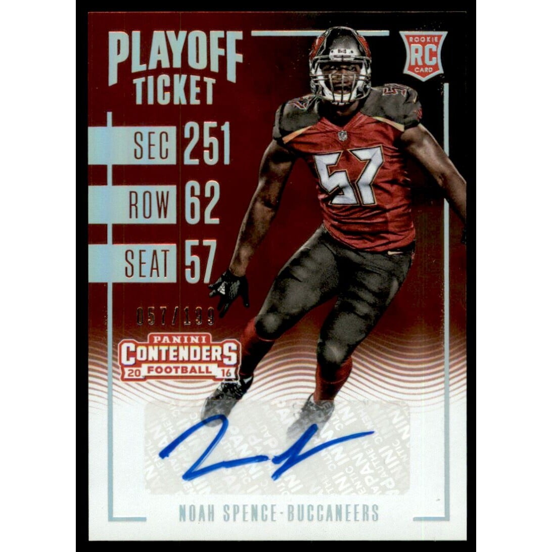 2016 Panini Contenders Playoff Ticket #176 Noah Spence AU/199. rookie card picture