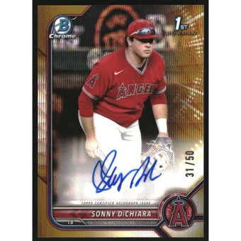 2022 Bowman Chrome Draft Autographs Gold Wave Refractors #CDASD Sonny DiChiara
