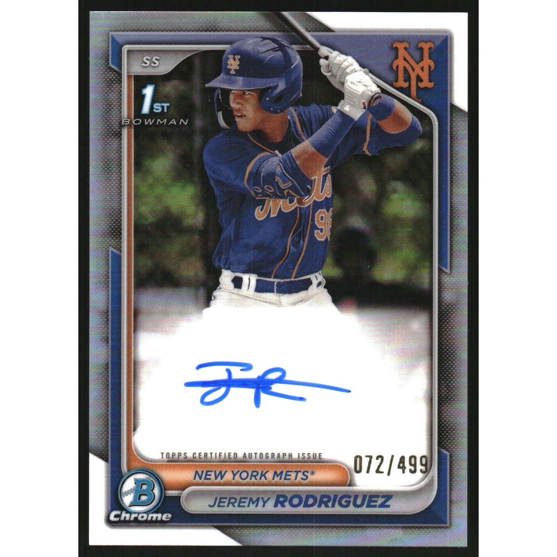 2024 Bowman Chrome Prospect Autographs Refractors #CPAJRZ Jeremy Rodriguez. rookie card picture