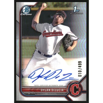 2022 Bowman Chrome Draft Autographs Refractors #CDADDA Dylan DeLucia