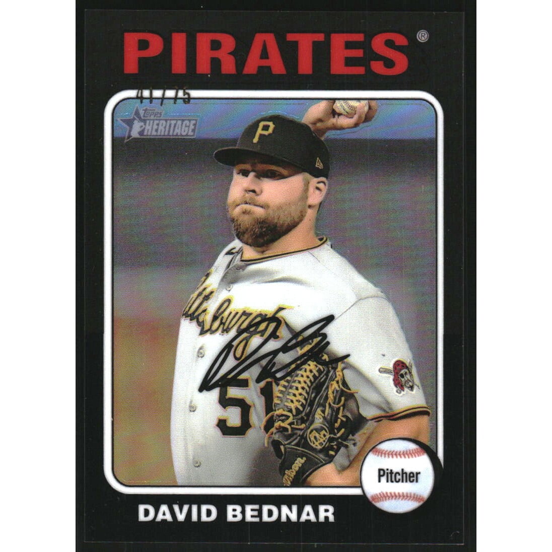 2024 Topps Heritage Chrome Black Refractors #44 David Bednar HN. rookie card picture