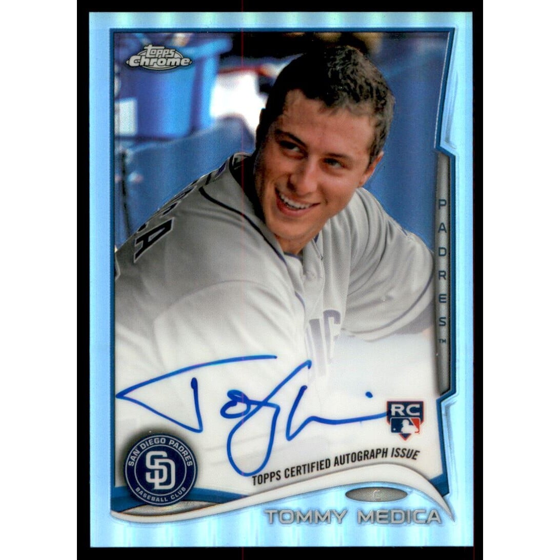 2014 Topps Chrome Rookie Autographs Blue Refractors #198 Tommy Medica. rookie card picture