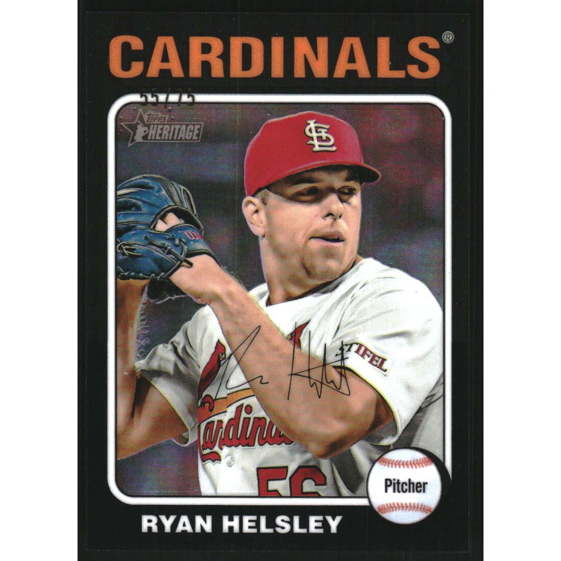 2024 Topps Heritage Chrome Black Refractors #562 Ryan Helsley HN. rookie card picture