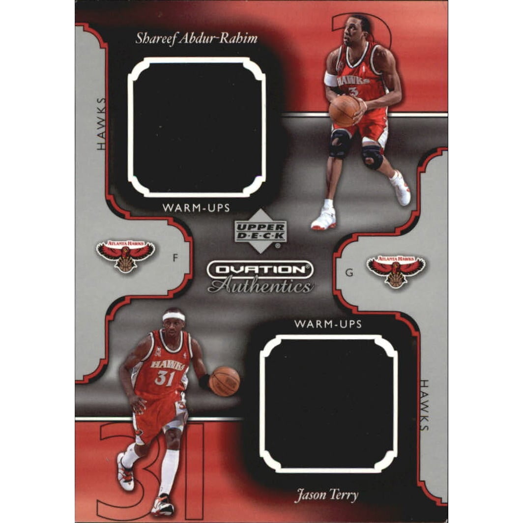 2002-03 Upper Deck Ovation Authentics Warm-Ups Dual #SA/JT Shareef Abdur-Rahim/Jason Terry. rookie card picture