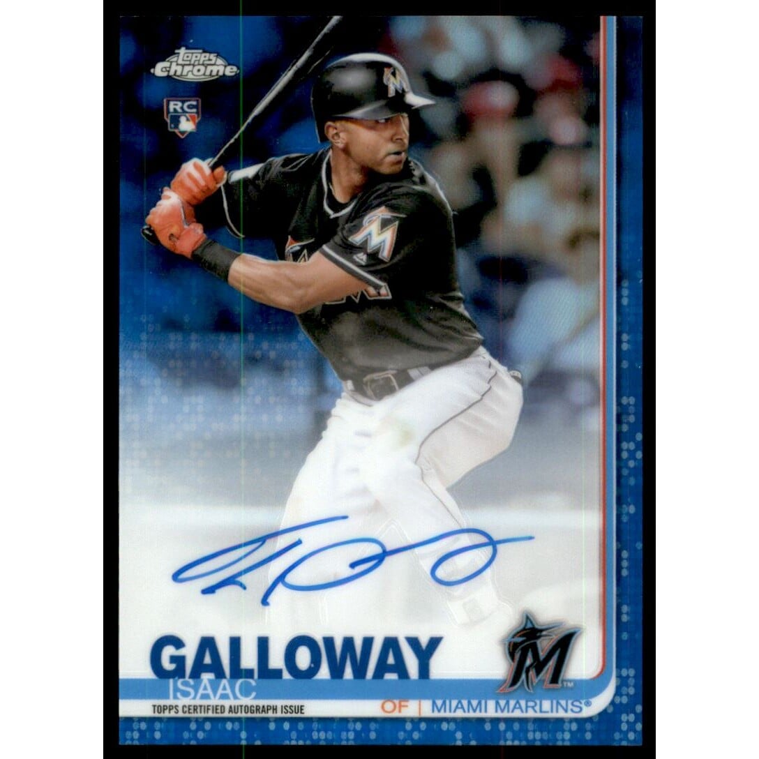 2019 Topps Chrome Rookie Autographs Blue Refractors #RAIG Isaac Galloway. rookie card picture