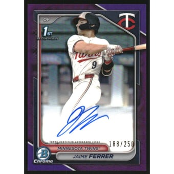 2024 Bowman Chrome Draft Autographs Purple Refractors #CPAJF Jaime Ferrer